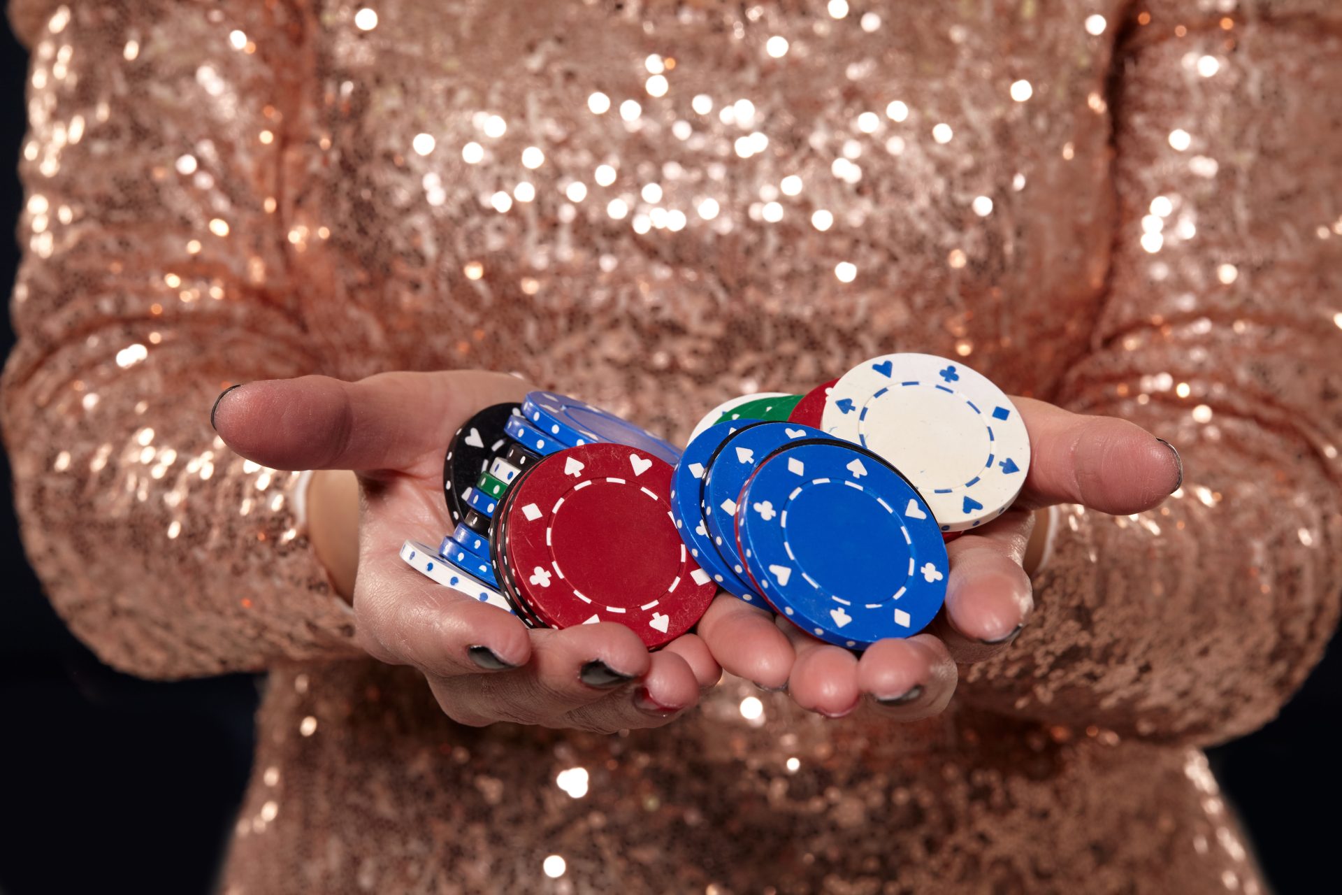Casino Concept Portrait Young Pretty Caucasian Woman Playing Casino Roulette Poker Chips Cards Wheel Isolated White Background